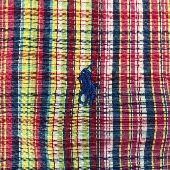Ralph Lauren Mens Size Med Shirt Blake Short Sleeve Button Down Red Tartan - Picture 3 of 6